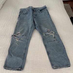 AGOLDE Light Blue Slim Straight Ripped Jeans